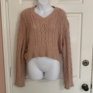 Illa Illa Cropped Dusty Pink long Sleeve Sweater